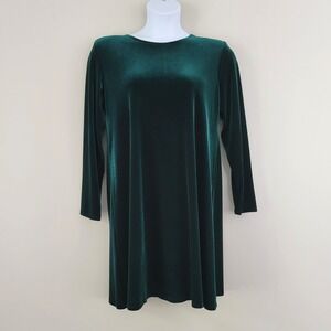 Vintage ANOTHER THYME Size 14 Long Sleeve Emerald Green Velvet A-Line Dress